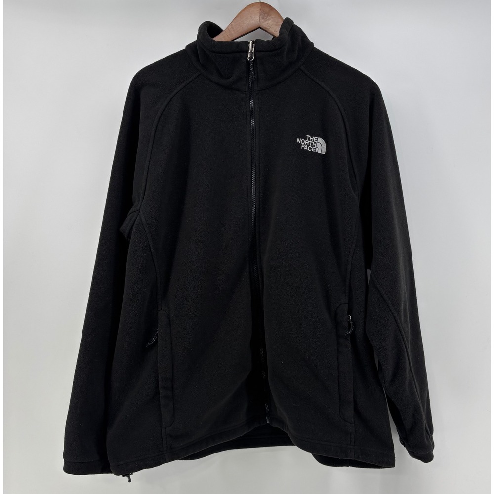 The North Face Fleece Jacket Mens XL Full Zip Black Embroidered Logo